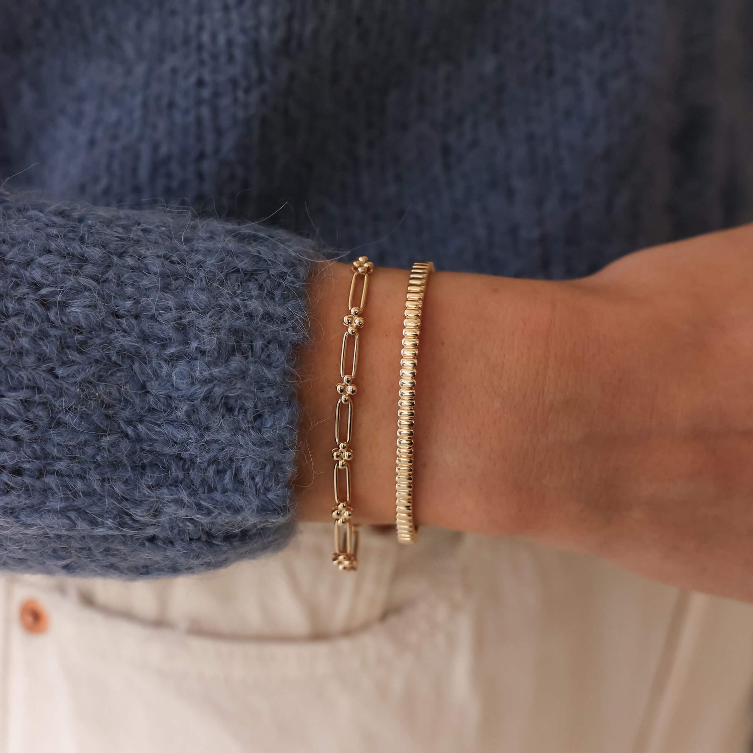 Yellow Gold-3^Gold Cuff Bracelets: Melody Eden Gold Bar Cuff in Yellow Gold