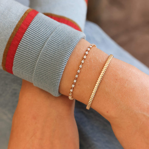 Yellow Gold-2^Gold Cuff Bracelets: Melody Eden Gold Bar Cuff in Yellow Gold