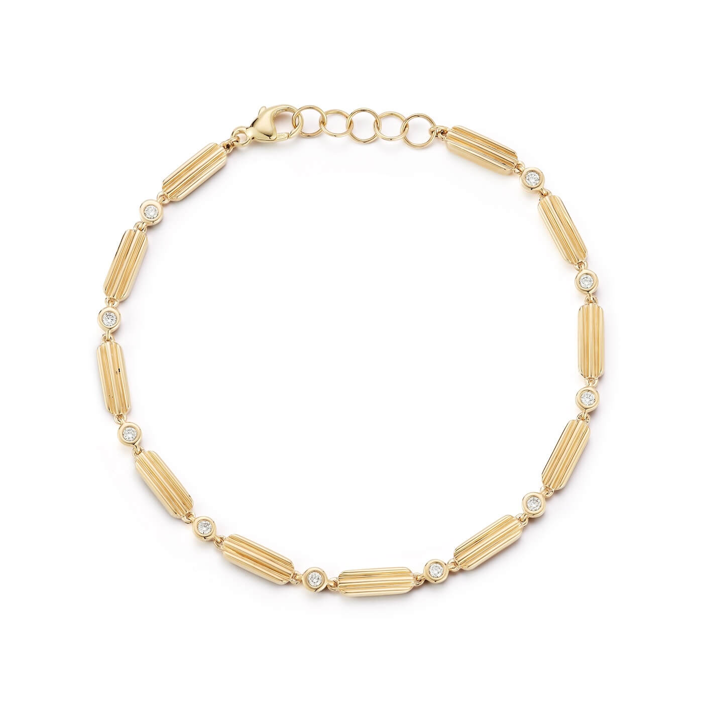 Yellow Gold^1-Gold Designer Bracelets: Teddi Paige Bezel Link Bracelet in Yellow Gold