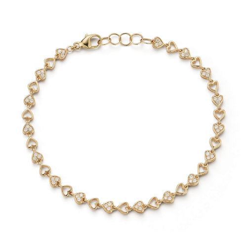 Yellow Gold-1^DRD Heart Link Tennis Bracelet in Yellow Gold