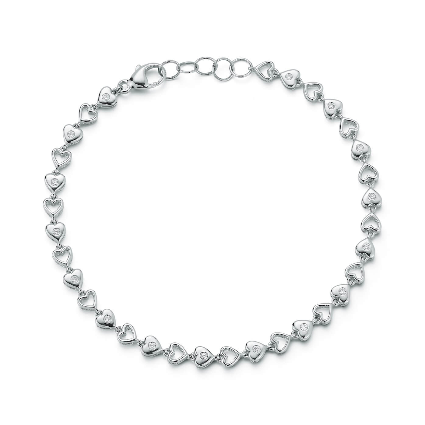 White Gold-1^DRD Heart Tennis Bracelet in White Gold