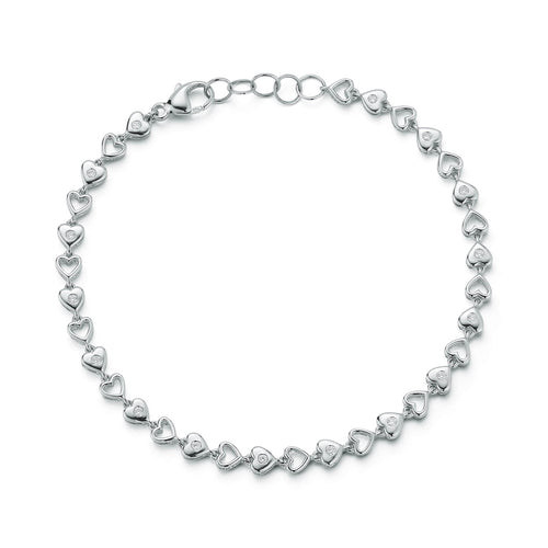 White Gold-1^DRD Heart Tennis Bracelet in White Gold