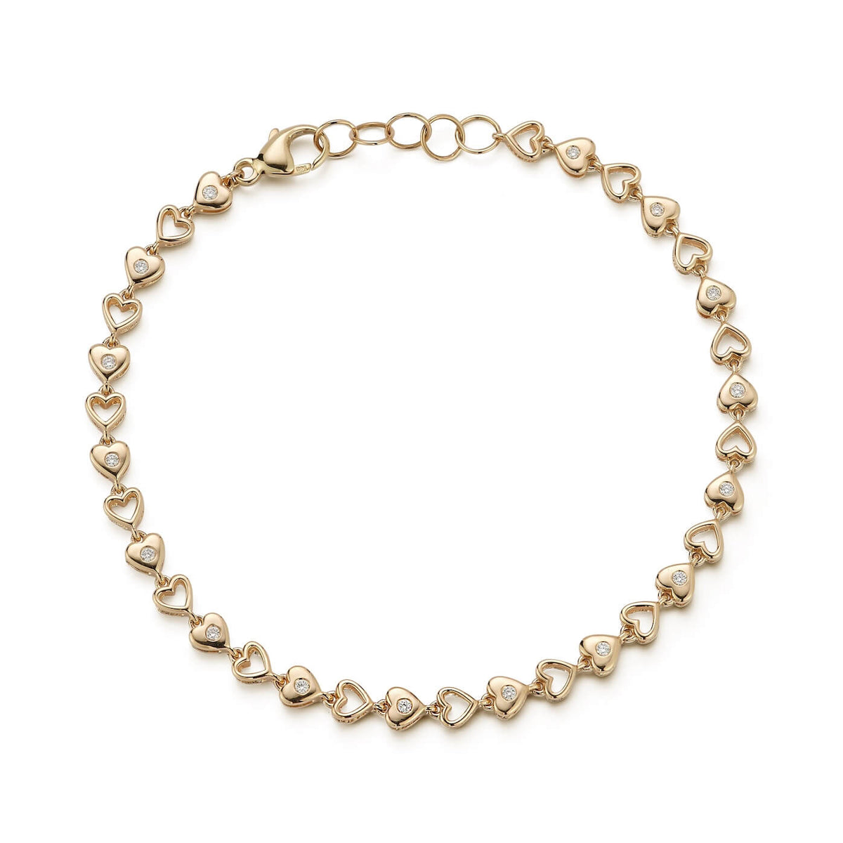 Yellow Gold-1^DRD Heart Tennis Bracelet in Yellow Gold