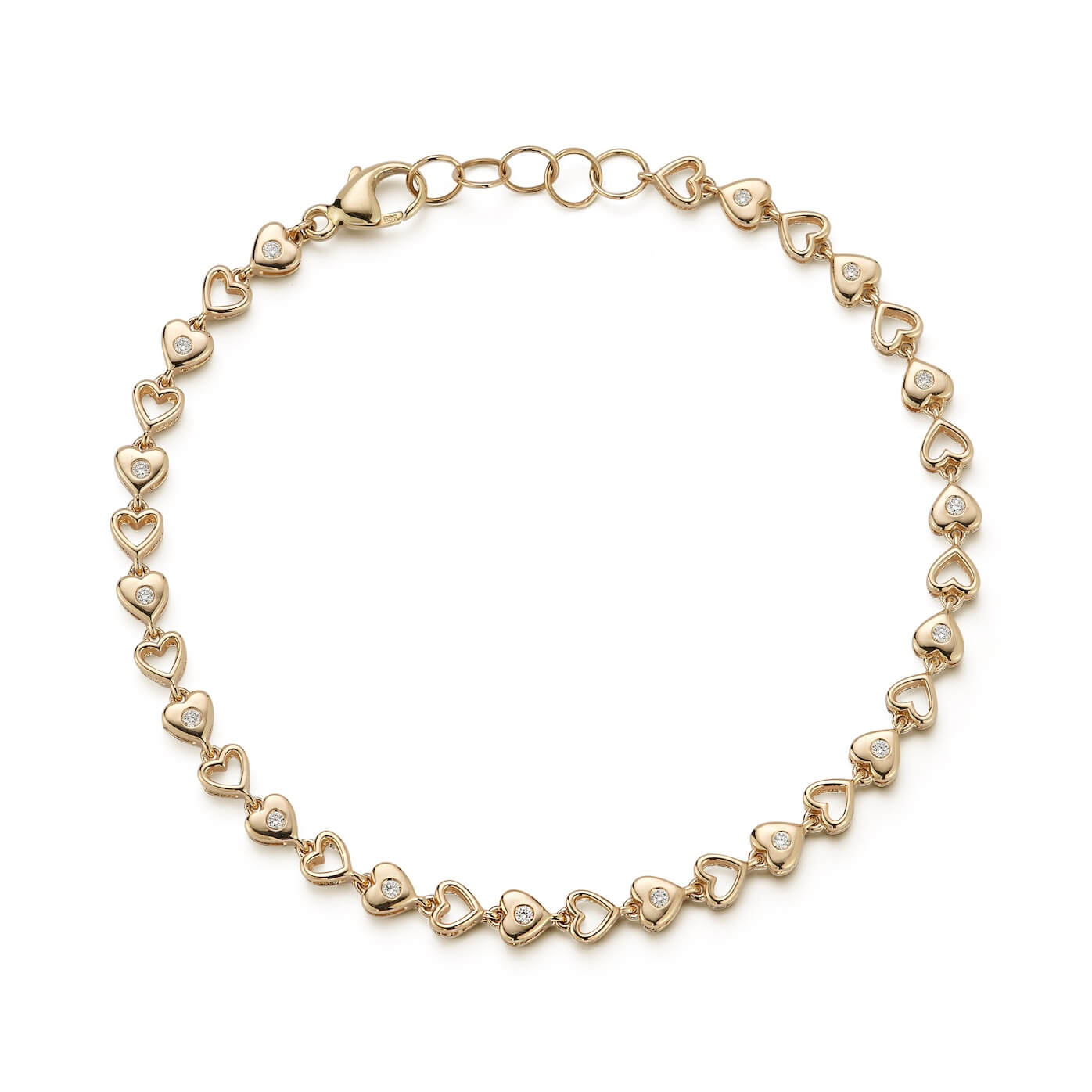Yellow Gold-1^DRD Heart Tennis Bracelet in Yellow Gold