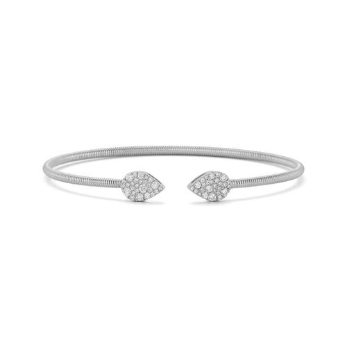 White Gold-1^Diamond Cuff Bracelets: Samantha Lynn Teardrop Flexi Cuff in White Gold