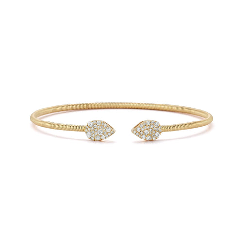 Yellow Gold-1^Diamond Cuff Bracelets: Samantha Lynn Teardrop Flexi Cuff in Yellow Gold