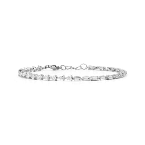 White Gold-1^Diamond Tennis Bracelets: Alexa Jordyn Baguette and Pear Diamond Tennis Bracelet in White Gold