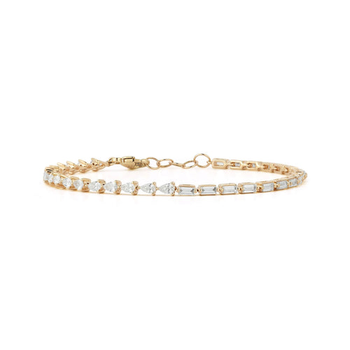Yellow Gold-1^Diamond Tennis Bracelets: DRD Baguette and Pear Diamond Tennis Bracelet in Yellow Gold