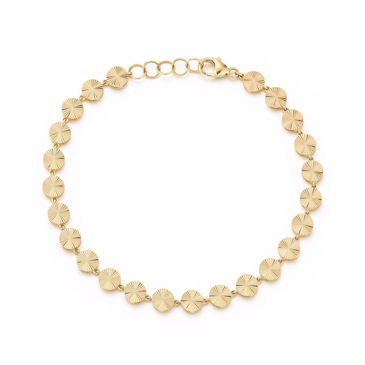 Yellow Gold-1^Designer Gold Bracelets: Teddi Paige Fluted Station Bracelet in Yellow Gold