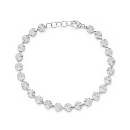 White Gold-1^Designer Gold Bracelets: Teddi Paige Fluted Station Bracelet in White Gold