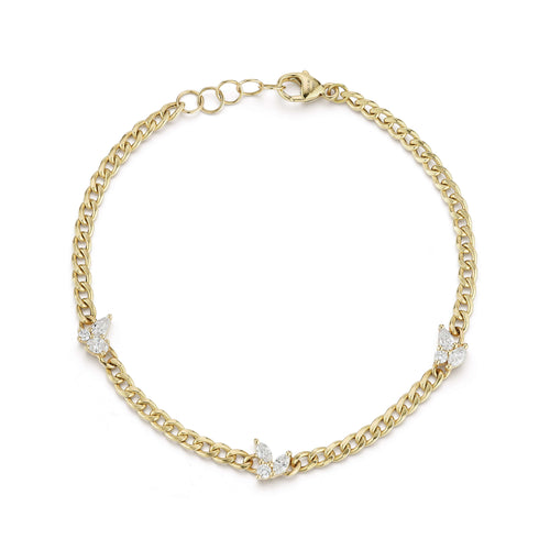Yellow Gold-1^Gold Designer Bracelets: Alexa Jordyn Multi Shape Cuban Chain Bracelet in Yellow Gold