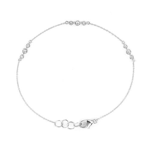 White Gold-1^Diamond Station Bracelets: Ava Bea Trio Station Bracelet in White Gold