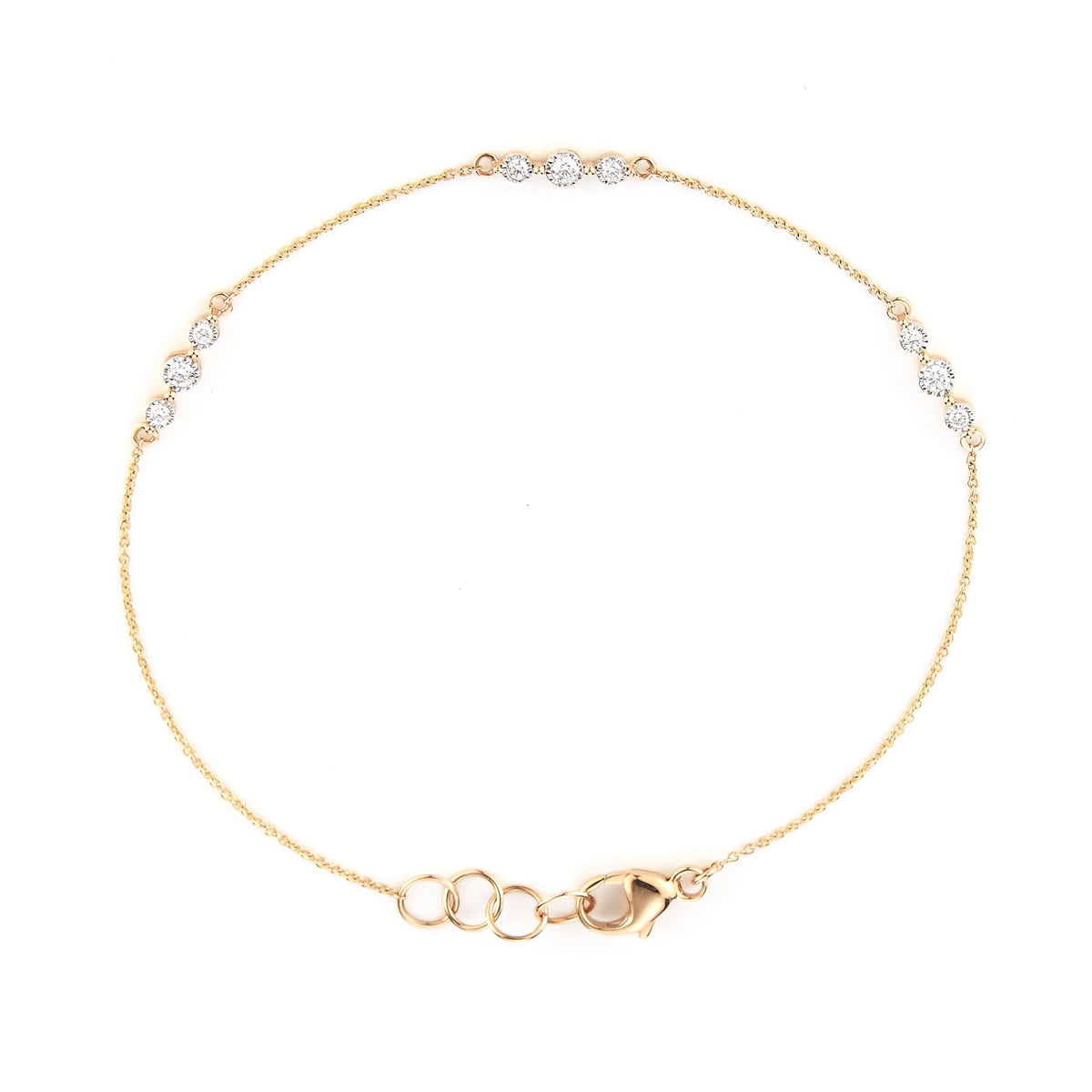Yellow Gold-1^Diamond Station Bracelets: Ava Bea Trio Station Bracelet in Yellow Gold