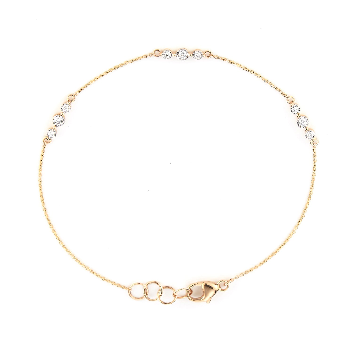 Yellow Gold-1^Diamond Station Bracelets: Ava Bea Trio Station Bracelet in Yellow Gold