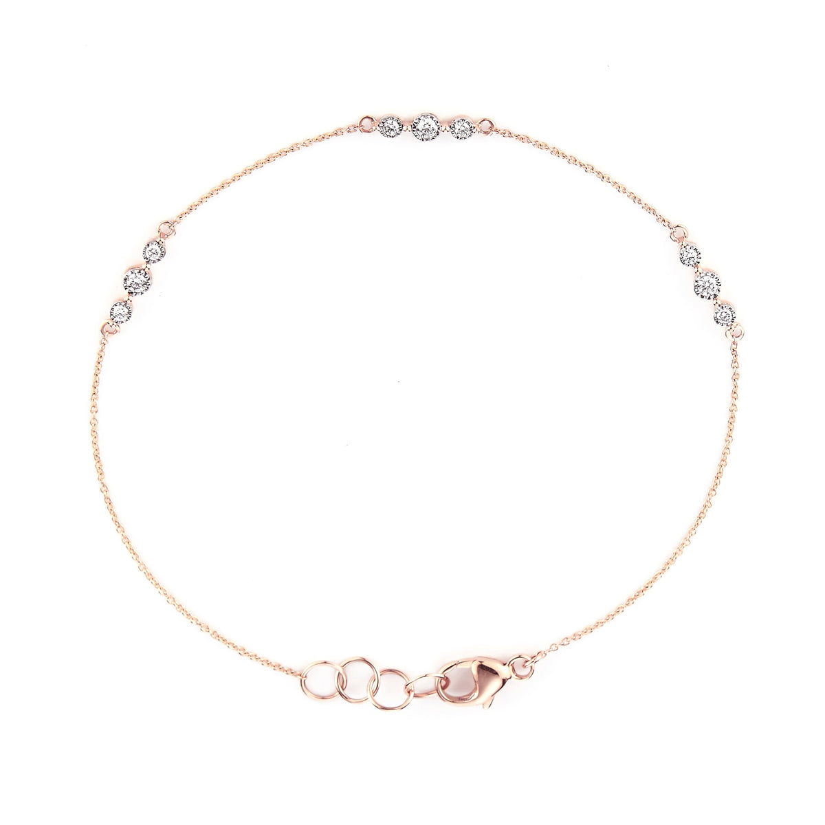 Rose Gold-1^Diamond Station Bracelets: Ava Bea Trio Station Bracelet in Rose Gold