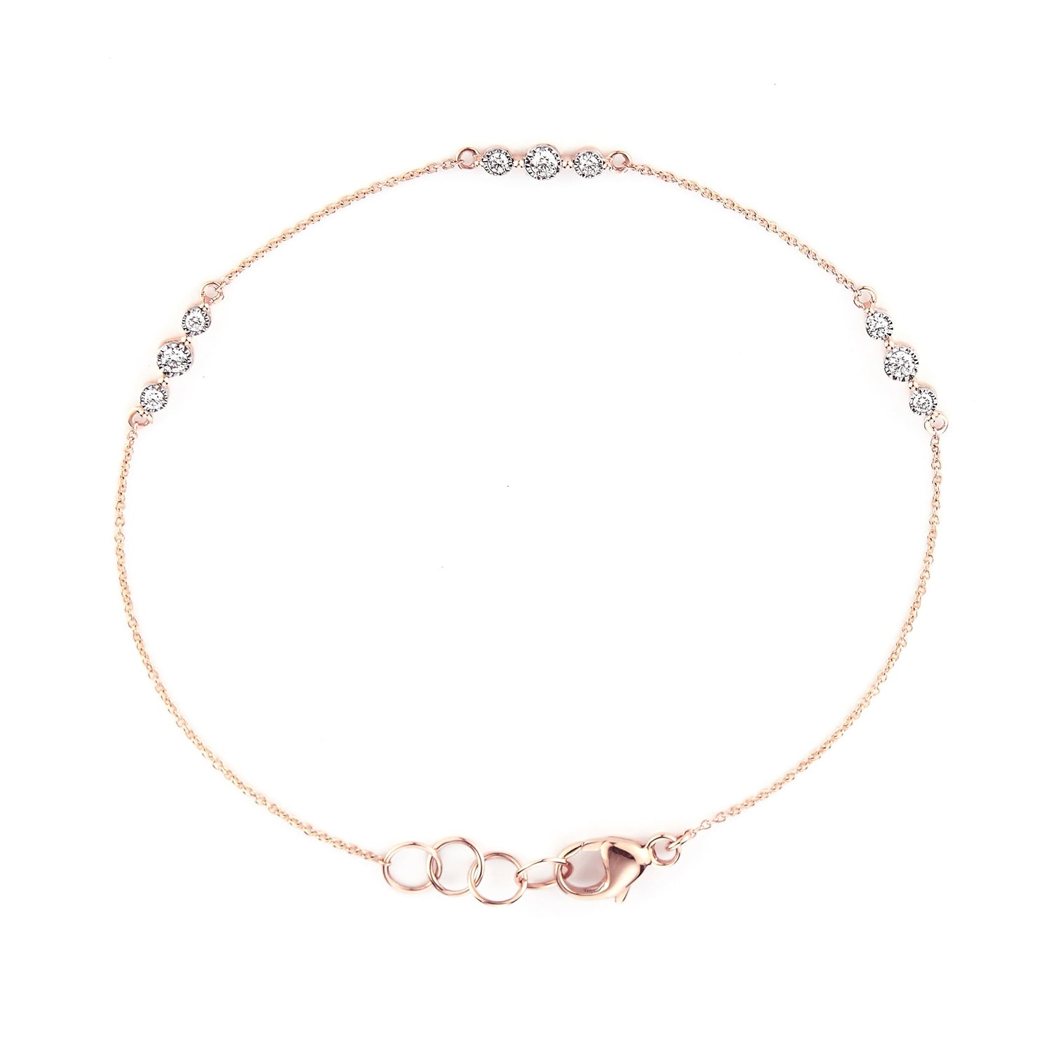 Rose Gold-1^Diamond Station Bracelets: Ava Bea Trio Station Bracelet in Rose Gold