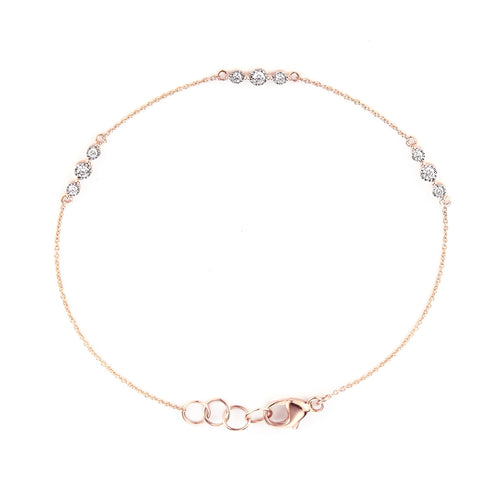 Rose Gold-1^Diamond Station Bracelets: Ava Bea Trio Station Bracelet in Rose Gold