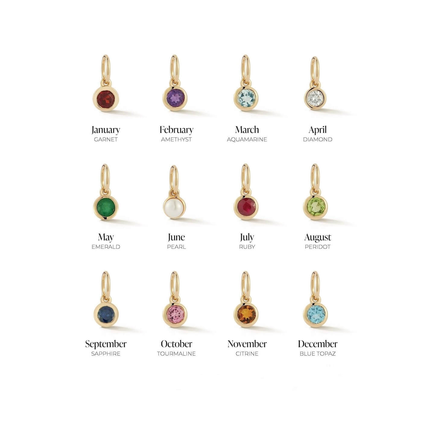 Yellow Gold-3^Designer Diamond Necklaces: DRD Birthstone Charm in Yellow Gold. May