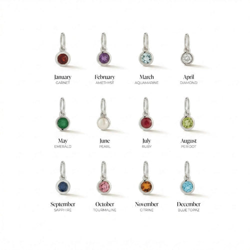 White Gold-3^Designer Diamond Necklaces: DRD Birthstone Charm in White Gold. October