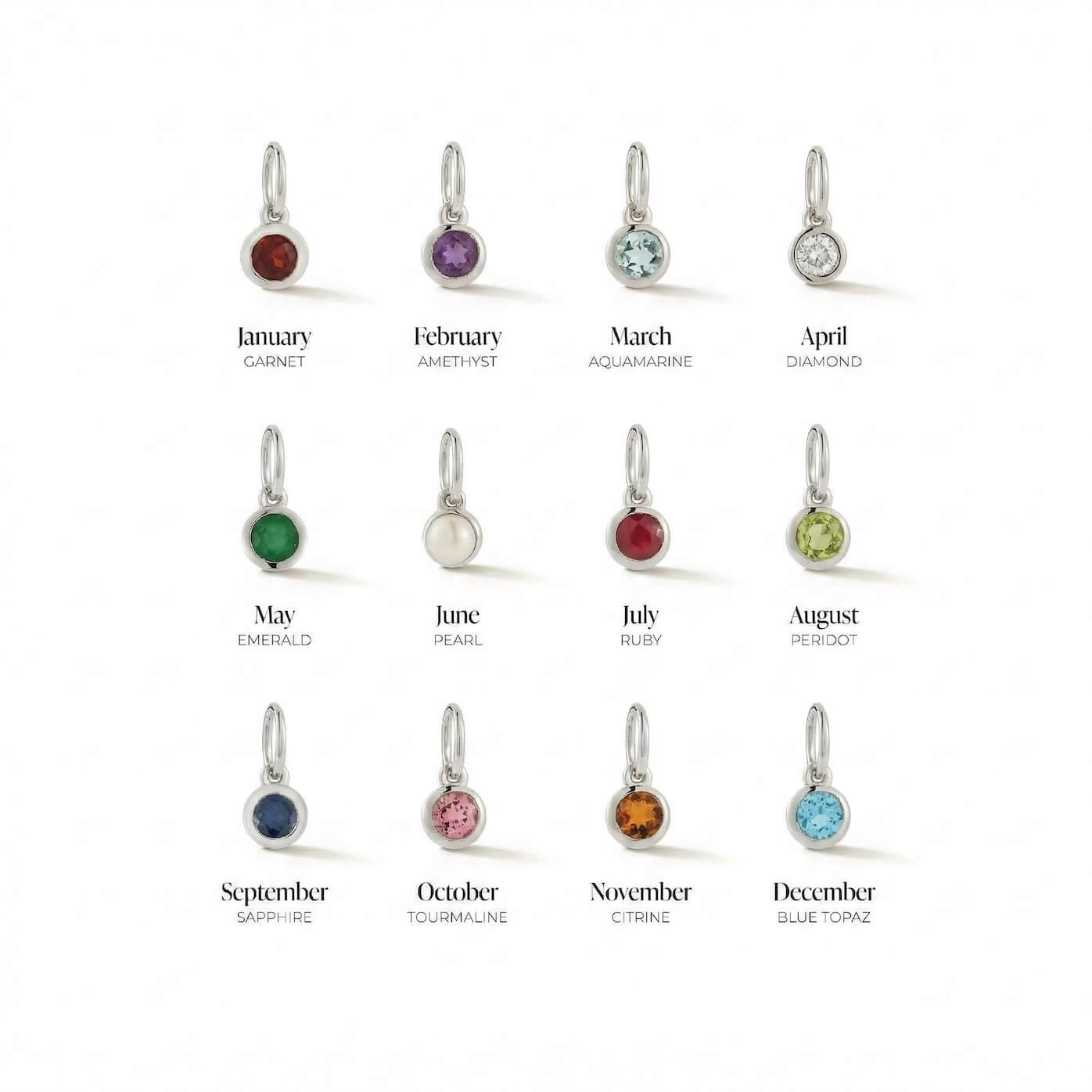 White Gold-3^Designer Diamond Necklaces: DRD Birthstone Charm in White Gold. November