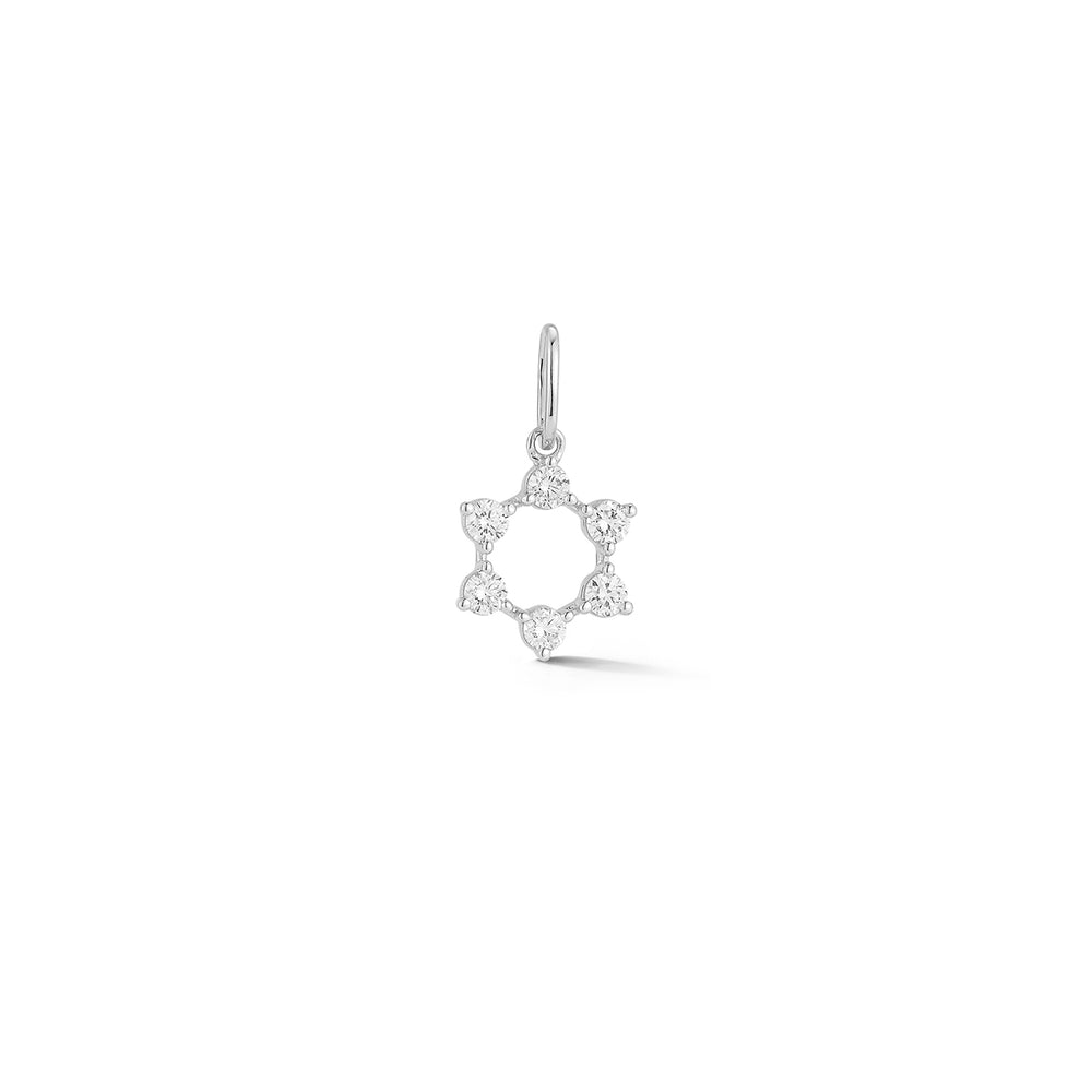 White Gold-1^Designer Diamond Necklaces: DRD Circular Star of David Charm in White Gold Thumbnail-only