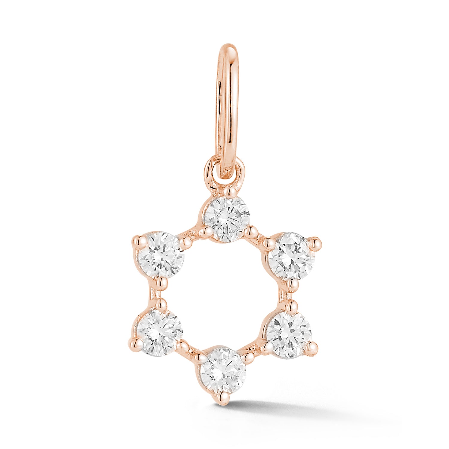 Rose Gold-1^Designer Diamond Necklaces: DRD Circular Star of David Charm in Rose Gold