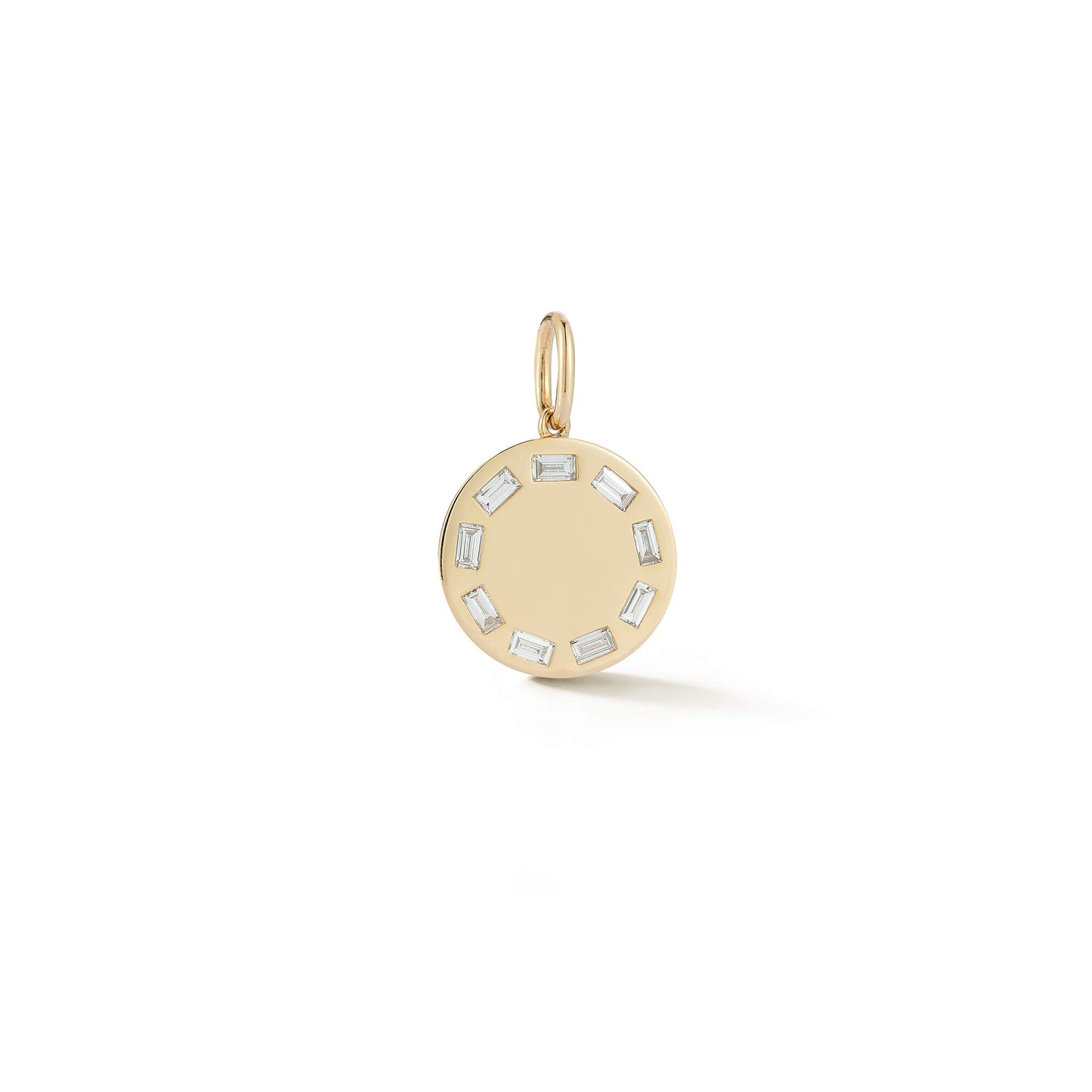 Yellow Gold-1^Designer Diamond Necklaces: DRD Gold Baguette Charm in Yellow Gold
