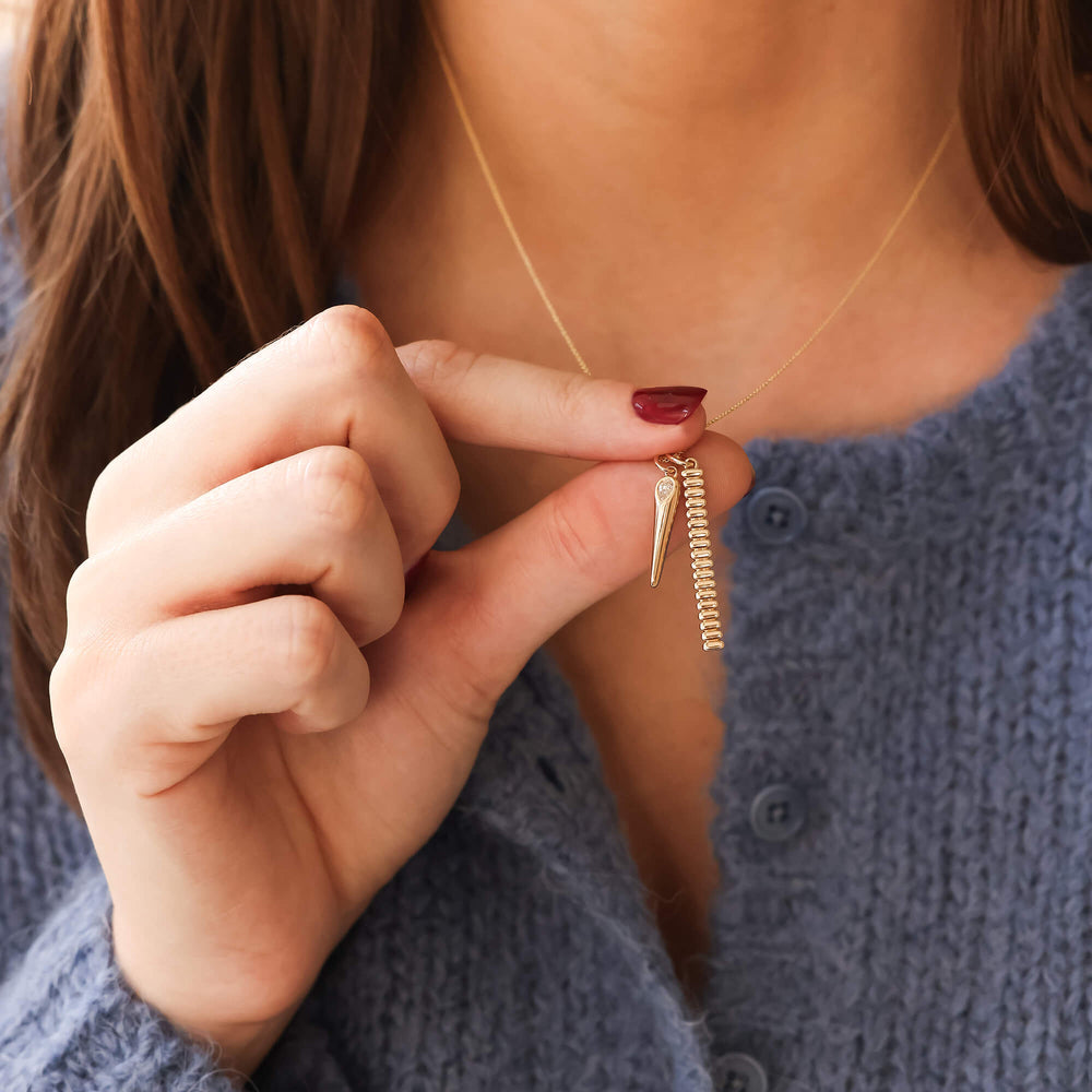 Yellow Gold-2^Designer Gold Necklaces: Melody Eden Gold Bar Charm
 in Yellow Gold