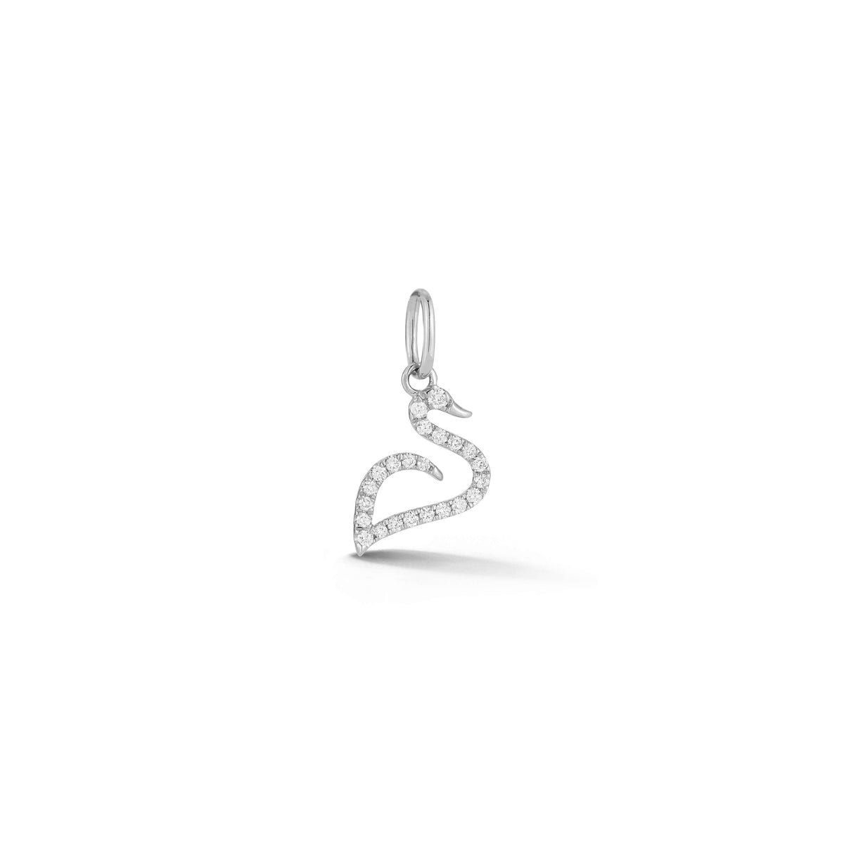White Gold-1^Designer Diamond Necklaces: DRD Swan Charm in White Gold