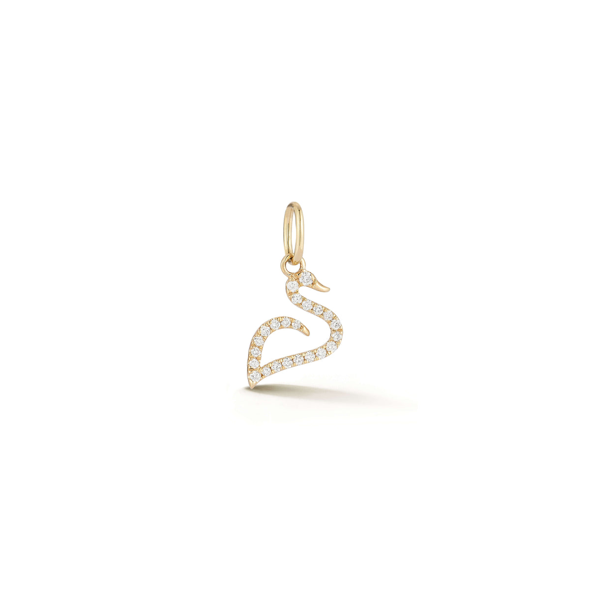 Yellow Gold-1^Designer Diamond Necklaces: DRD Swan Charm in Yellow Gold