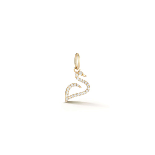 Yellow Gold-1^Designer Diamond Necklaces: DRD Swan Charm in Yellow Gold