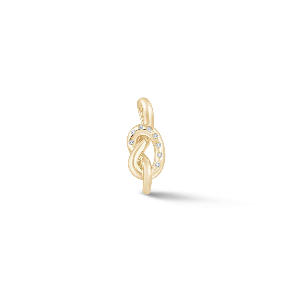Yellow Gold-1^Designer Diamond Necklaces: Caroline Chambers x DRD Knot Charm in Yellow Gold