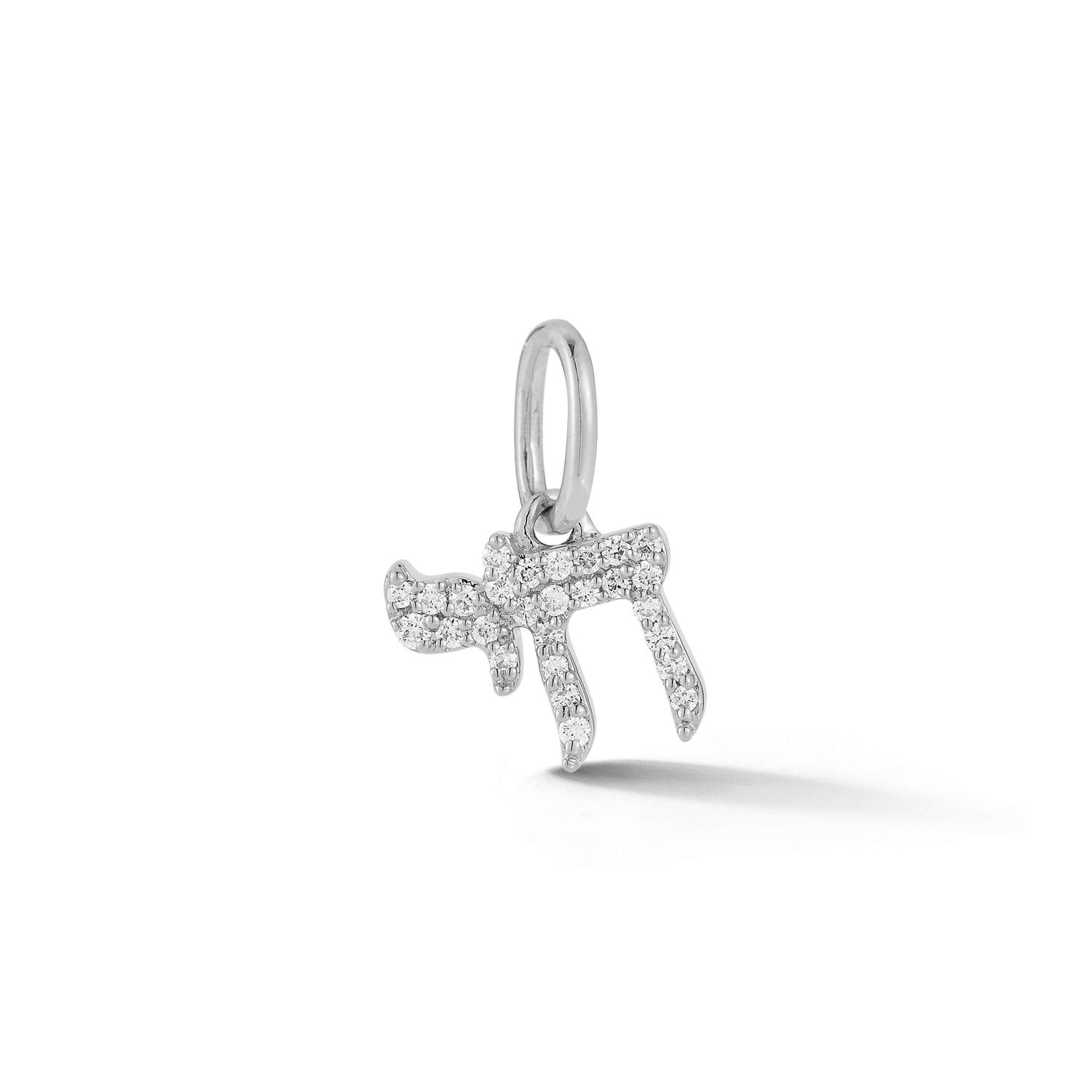 White Gold-1^Designer Diamond Necklaces: DRD Mini Chai Charm in White Gold