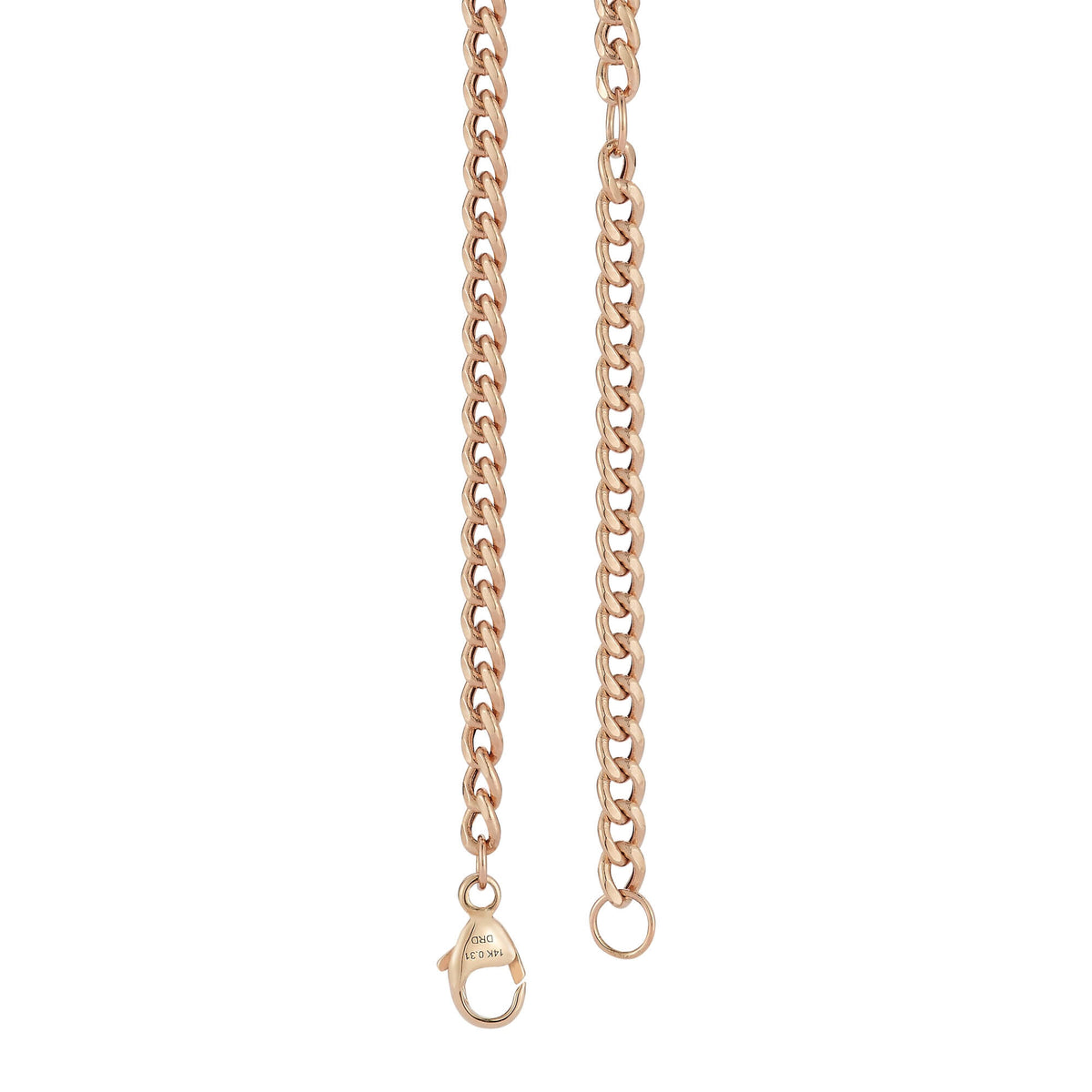 Rose Gold-3^Diamond Station Necklaces: Nana Bernice Cuban Chain Station Necklace in Rose Gold