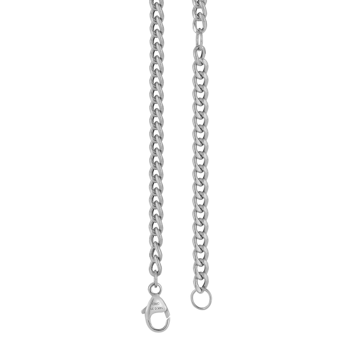 White Gold-3^Diamond Station Necklaces: Nana Bernice Cuban Chain Station Necklace in White Gold