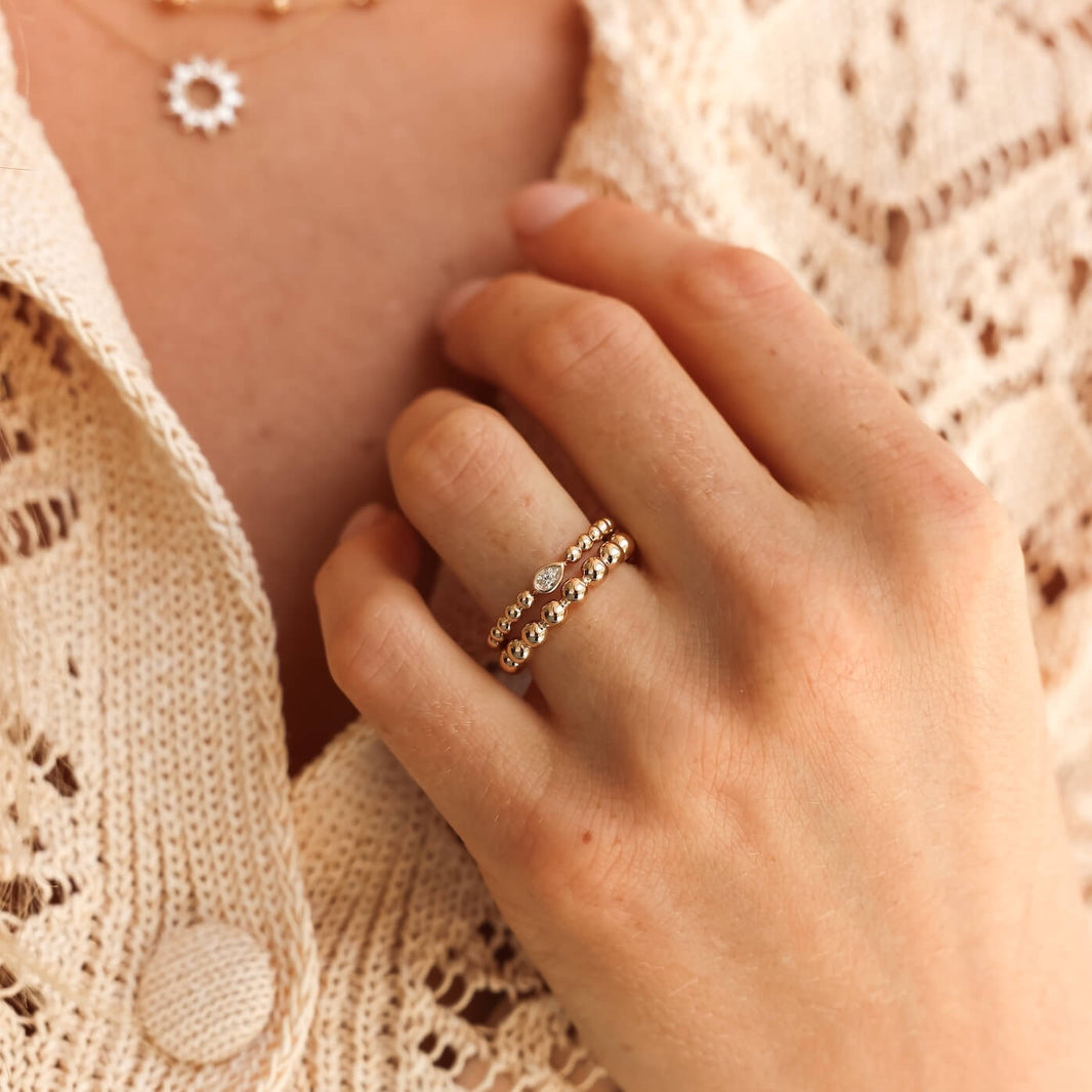 Yellow Gold-2^Designer Diamond Rings: Poppy Rae Bezel Pear Ring in Yellow Gold