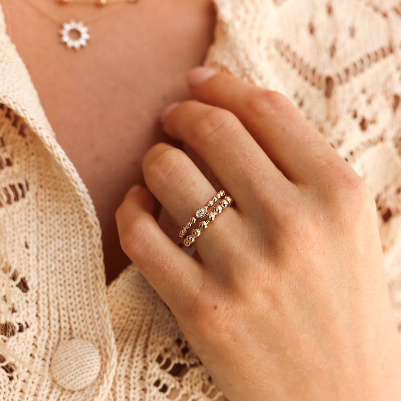 Yellow Gold-2^Designer Diamond Rings: Poppy Rae Bezel Pear Ring in Yellow Gold