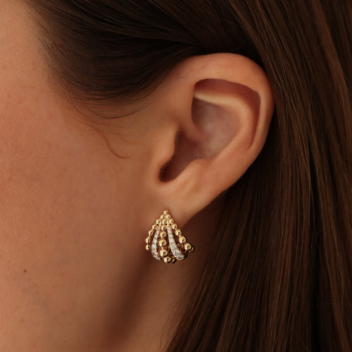 Yellow Gold-2^Diamond Huggie Earrings: DRD 2025 6 Day Earring Advent Calendar in Yellow Gold