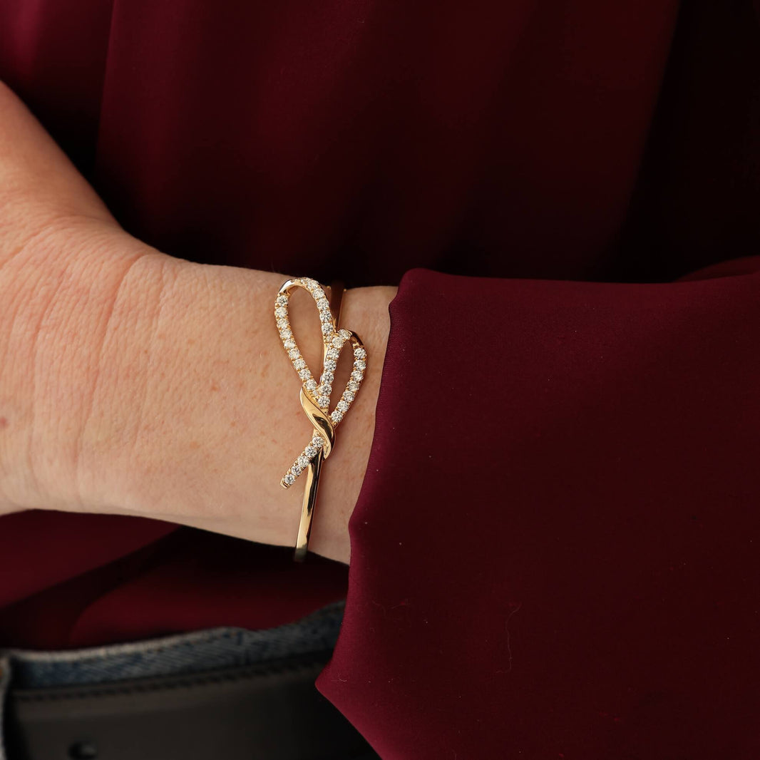 Yellow Gold-2^Gold Cuff Bracelets: DRD Bow Cuff in Yellow Gold