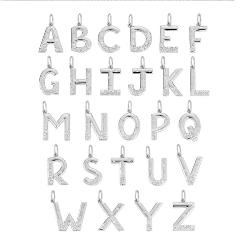 White Gold-3^Designer Diamond Necklaces: Cynthia Rose Initial Charm in White Gold
