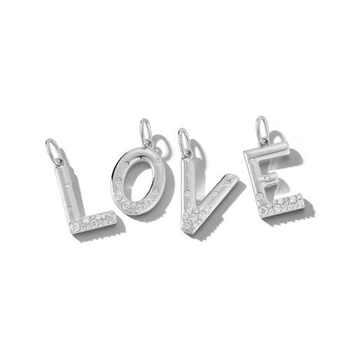 White Gold-4^Designer Diamond Necklaces: Cynthia Rose Initial Charm in White Gold
