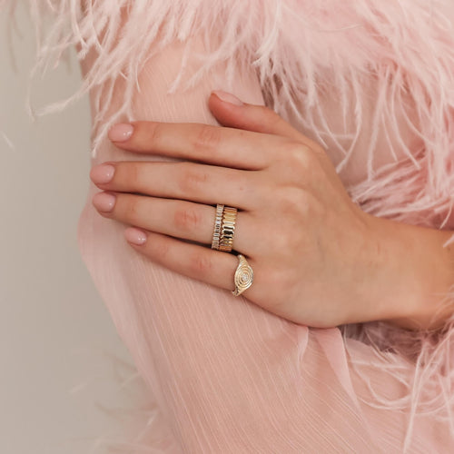 Yellow Gold-2^Diamond Eternity Rings: Sadie Pearl Vertical Baguette Eternity Ring in Yellow Gold