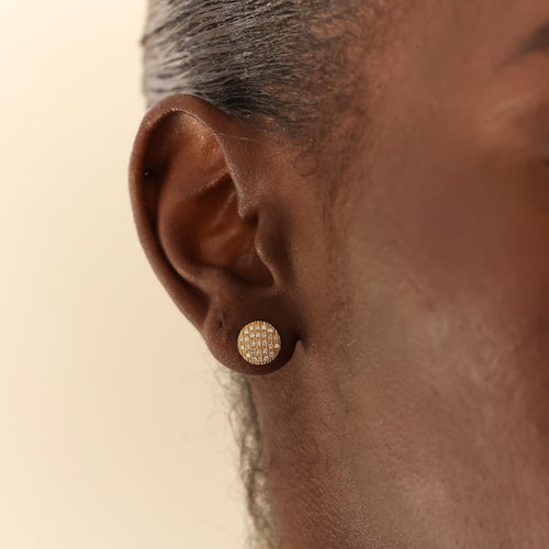 White Gold-2^Designer Stud Earrings: Lauren Joy Medium Disc Studs in White Gold