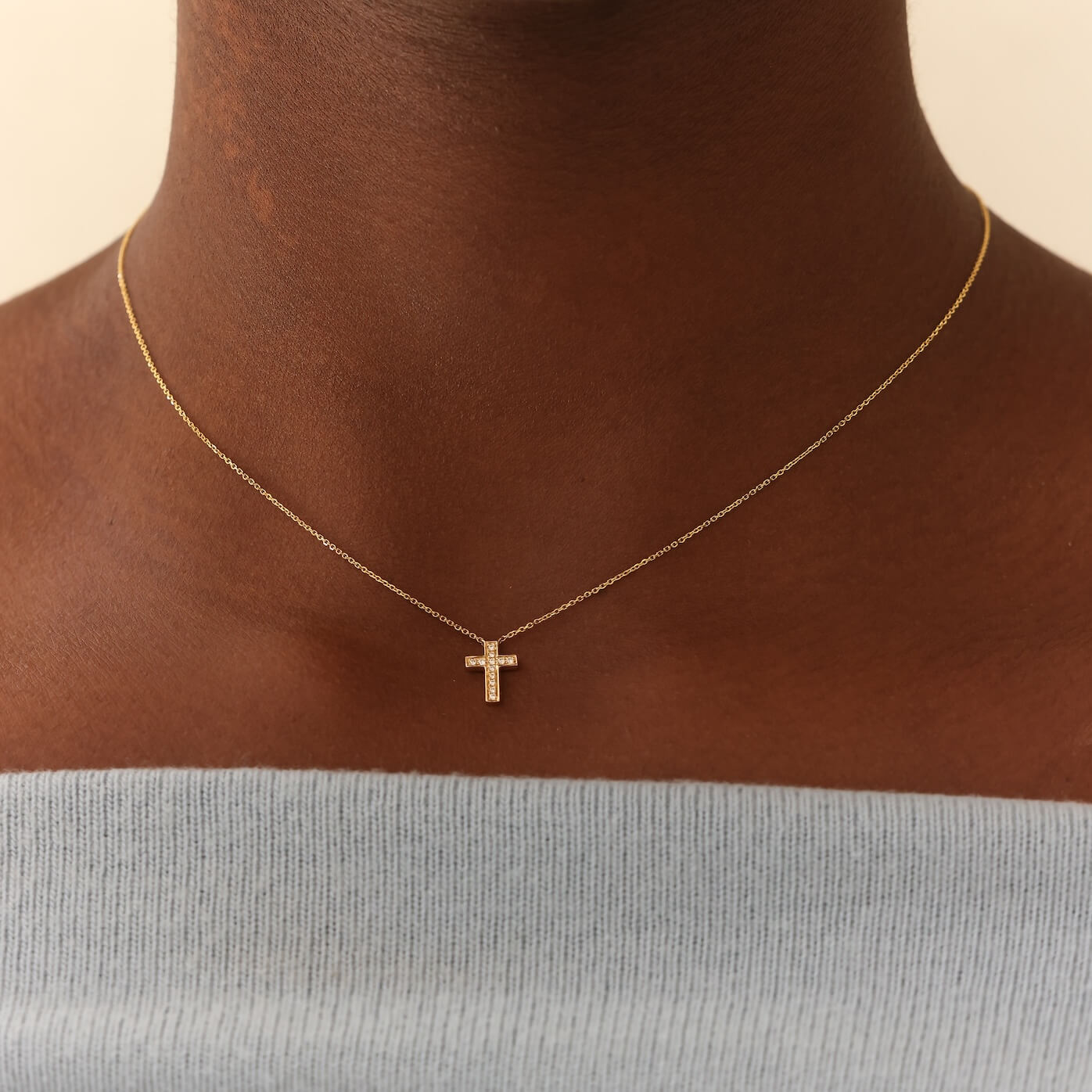 Rose Gold-2^Designer Diamond Necklaces: DRD Diamond Cross Necklace in Rose Gold