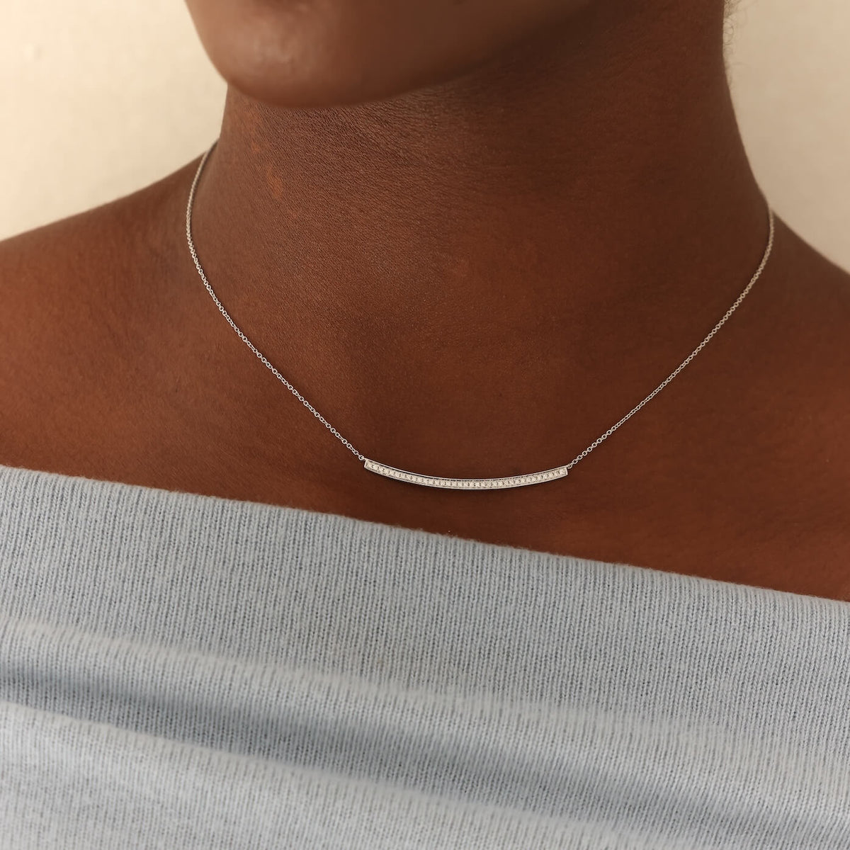 White Gold-2^Diamond Bar Necklaces: Sylvie Rose 14K White Gold & Diamond Long Bar Necklace
