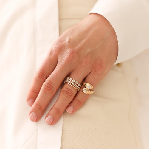 Yellow Gold-4^Designer Diamond Rings: Taylor Elaine Bypass Ring in Yellow Gold