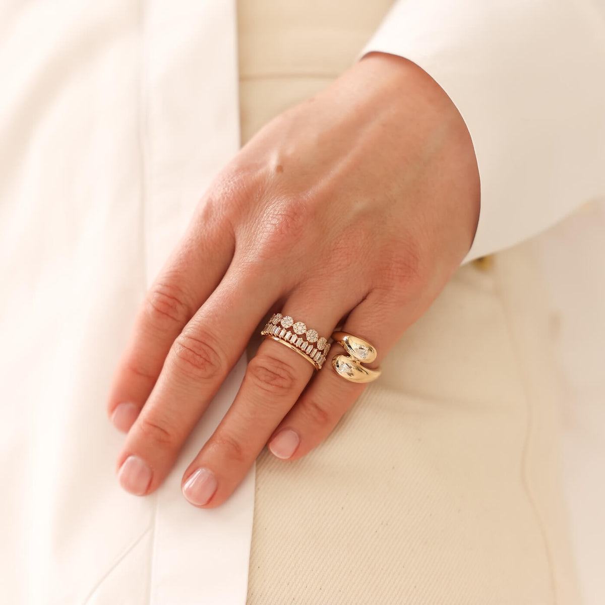 White Gold-4^Designer Diamond Rings: Taylor Elaine Bypass Ring in White Gold