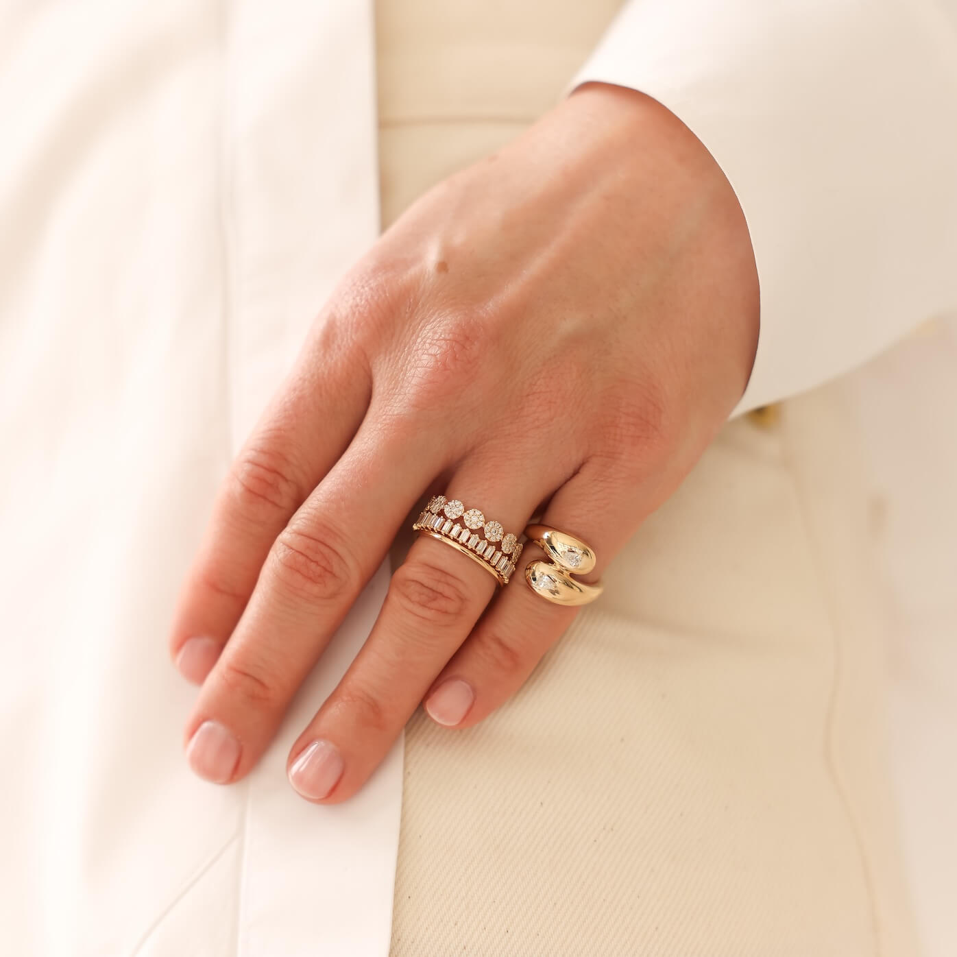 White Gold-4^Designer Diamond Rings: Taylor Elaine Bypass Ring in White Gold