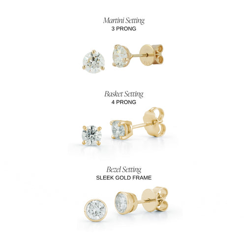 White Gold-3^Diamond Stud Earrings - DRD Diamond Solitaire Studs 1.00 Ct. Total Weight in White Gold