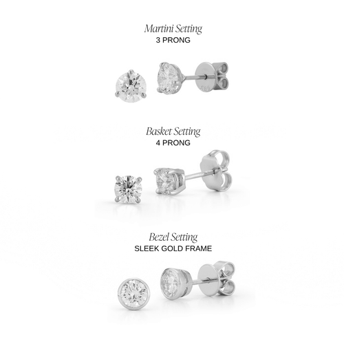 White Gold-4^Diamond Stud Earrings - DRD Diamond Solitaire Studs 1.00 Ct. Total Weight in White Gold